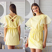 Одежда handmade. Livemaster - original item Summer dress lemon open back, yellow cotton dress. Handmade.