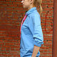 Голубой женский свитшот Фиеста, свитшот оверсайз с воротником стойка. Свитшоты. Лариса дизайнерская одежда и подарки (EnigmaStyle). Ярмарка Мастеров.  Фото №5