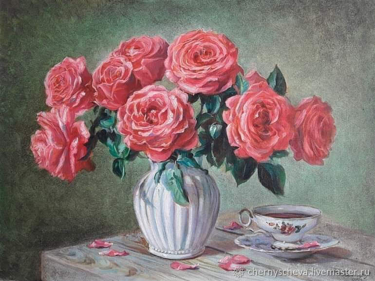 Картина Розовые розы .Винтаж, Картины, Москва,  Фото №1