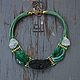 Bib Necklace 'malachite' agate and crystal, Necklace, Almaty,  Фото №1