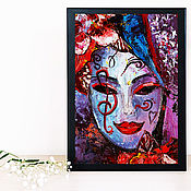 Картины и панно handmade. Livemaster - original item Painting portrait of a woman Carnival Mask in oil. Handmade.