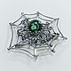 Brooch 'Spider' artificial malachite, silvering 12 microns. Brooches. Firuza. My Livemaster. Фото №4