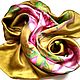 CHRISTMAS PRICE of 1650 rubles.! Olive is a Beautiful gift Batik scarf Gold Satin head scarf Gift woman Gift girl to Buy a gift of a Beautiful shawl Gift Shawl neck silk Paradise
