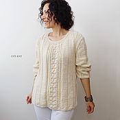 Одежда handmade. Livemaster - original item Jumpers: Women`s knitted Cream Cotton sweater. Handmade.