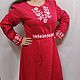 Льняное красное платье с "Цветочной" вышивкой, Платья, Батайск,  Фото №1