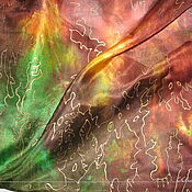 Картина на шелке "Тирренское море" ручная роспись батик  на заказ