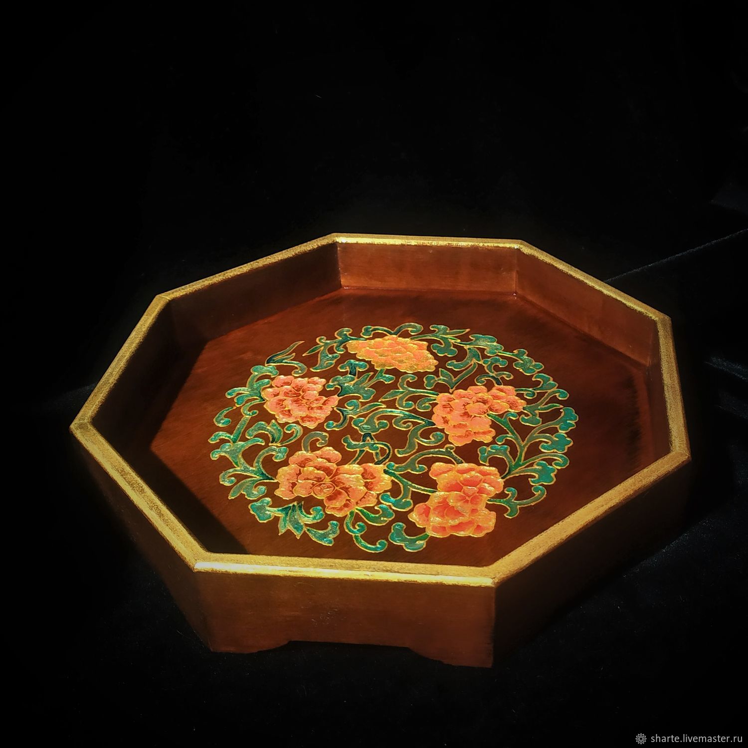 Wooden tray Chrysanthemum, Trays, Moscow,  Фото №1