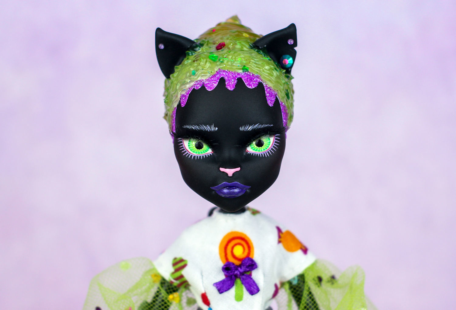 Кукла ООАК Монстер Хай / Monster High Кошка в платье с конфетами в ...