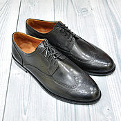 Обувь ручной работы handmade. Livemaster - original item Derby with brogation, made of genuine leather, black color!. Handmade.