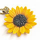 Sunflower pendant made of polymer clay Pendant on a chain Flower Pendant. Pendant. Bionika - Polymer Clay Jewelry (Bionika). My Livemaster. Фото №4