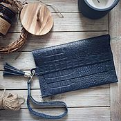 Сумки и аксессуары handmade. Livemaster - original item Cosmetic bag-Anemone Grey leather clutch. Handmade.