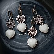 Украшения handmade. Livemaster - original item Cute white heart earrings 