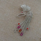 Pendant-brooch-fibula with malachite wire wrap