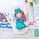 Кружка с декором из полимерной глины куколка, Кружки и чашки, Таганрог,  Фото №1