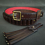 Сувениры и подарки handmade. Livemaster - original item Exclusive leather bandolier mod. L-24-12-2 dark red. Handmade.