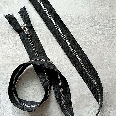 Материалы для творчества ручной работы. Ярмарка Мастеров - ручная работа Молния металлическая Т5, лента чёрная, слайдер и звенья никель, 80 см. Handmade.