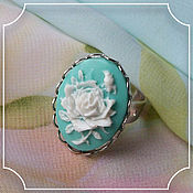 Субкультуры handmade. Livemaster - original item Cameo ring Rose mint background in silver 18h25. Handmade.