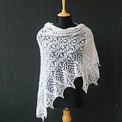 Аксессуары handmade. Livemaster - original item Knitted openwork shawl from kid mohair, buy an openwork fluffy shawl.. Handmade.