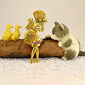 Винтаж: Браслет "Кошечки и мячики" под золото (Avon США)