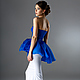 Вечернее платье синего цвета, корсетное с баской, с цветком от "АгАтА". Платья. АгАтА. Интернет-магазин Ярмарка Мастеров.  Фото №2