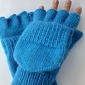 Аксессуары handmade. Livemaster - original item Transformers turquoise mittens, L. Handmade.