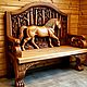 Скамейка резная. Скамья - трон. Скамейки для сада. Wood-master. Ярмарка Мастеров.  Фото №5