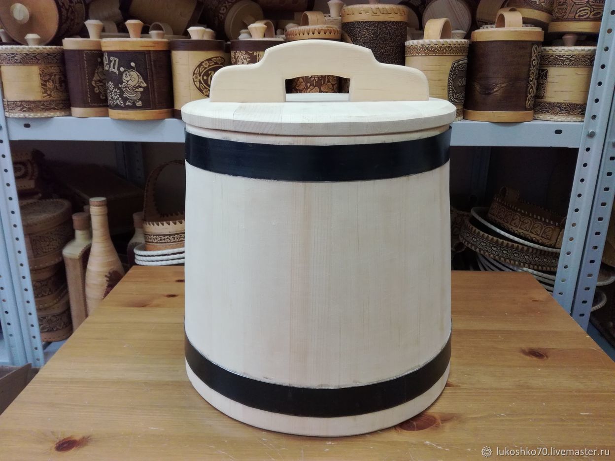 The wooden tub made of cedar for pickling 20 liters. The kit for cabbage, Barrels and tubs, Tomsk,  Фото №1