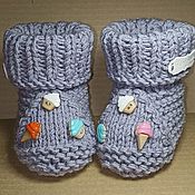 Одежда детская handmade. Livemaster - original item Knitted booties for kids with decor. Handmade.