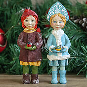 Сувениры и подарки handmade. Livemaster - original item Cotton Christmas Tree Collectible Toys. Snow Maiden and a girl with birds.. Handmade.