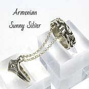 Украшения handmade. Livemaster - original item Double ring with chains made of 925 sterling silver HH0138. Handmade.