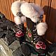 Boots lace up Red flower 2. Felt boots. wool gifts. My Livemaster. Фото №4