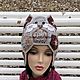 Шапка-сова, зверошапка чистошерстяная, цвет льна. Шапки. IRINA GRUDKINA Handmade Knitwear. Ярмарка Мастеров.  Фото №4