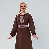 Русский стиль handmade. Livemaster - original item Dress linen Novgorod Russian folk. Handmade.