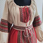 Одежда handmade. Livemaster - original item Slavic linen dress with poneva. Handmade.