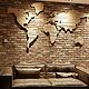  Деревянное Loft панно на стену, карта мира, Карты мира, Москва,  Фото №1