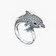 Кольцо "Dolphin" из золота 585 с бриллиантами и сапфиром, Кольца, Москва,  Фото №1