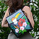 Leather backpack transformer with hand painted Toucan. Backpacks. Marfa's Painting. Online shopping on My Livemaster.  Фото №2