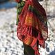 Scarf stole gift for New Year, red yellow, shawl with tassels. Wraps. Подарки на 8 Марта от 'Azhurles'. My Livemaster. Фото №6