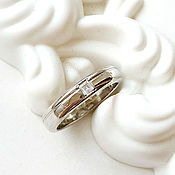 Свадебный салон handmade. Livemaster - original item Wedding ring with square stone silver (Ob16). Handmade.