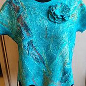 Одежда handmade. Livemaster - original item Felted Tunic Vest with Turquoise Dreams Brooch. Handmade.