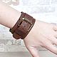 Genuine Leather Bracelet, Brown Leather Wristband. Hard bracelet. Made In Rainbow. My Livemaster. Фото №4