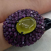 Ring with prehnite silver 925, size 17,5