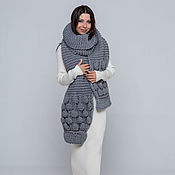 Аксессуары handmade. Livemaster - original item knitted scarf grey. Handmade.