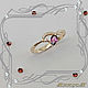 Light style ring 585 gold with rhodolite, Rings, St. Petersburg,  Фото №1