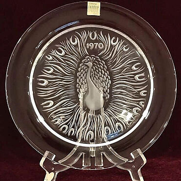 Винтаж ручной работы. Ярмарка Мастеров - ручная работа Lalique 1970 г., тарелка «Павлин». Handmade.