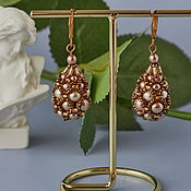 Украшения handmade. Livemaster - original item Classic earrings: pearl bronze drops 0006. Handmade.