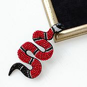 Украшения handmade. Livemaster - original item Red Snake Brooch. Red brooch on your coat. Handmade.