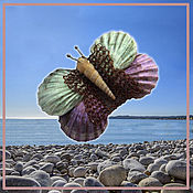 Украшения handmade. Livemaster - original item Pendant of seashells on a copper chain "butterfly". Handmade.
