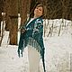Шаль "Чародейка"   темно-бирюзовая  из акрила. Шали. Елена- L. Ярмарка Мастеров.  Фото №4