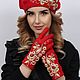 Берет и перчатки "Вдохновение" красный. Комплекты головных уборов. Дом моды Анастасии Ларионовой. Ярмарка Мастеров.  Фото №4